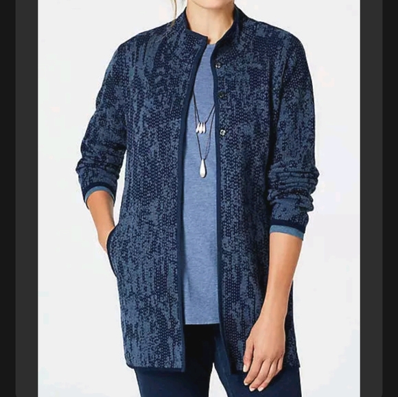 NWT J.Jill Pure Jill Jacket Coat Jacquard Cardigan size Medium - Picture 2 of 10